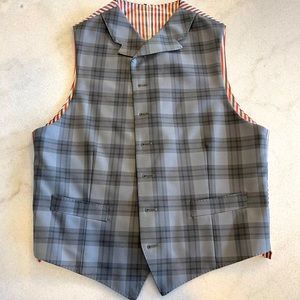 Those Browne Medium Gray Wool Plaid Vest